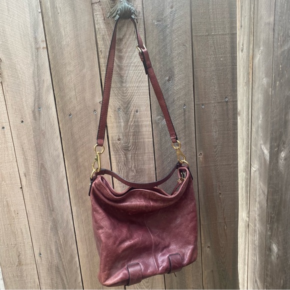 She+lo boho Burgundy Leather Shoulder crossbody Bag - Picture 5 of 15